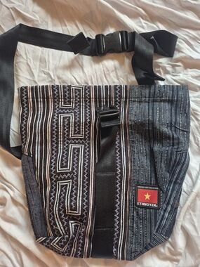 Ethnotek Black & Brown Woven Crossbody Sling Bag